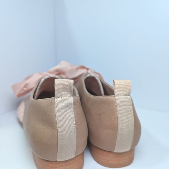 NWOB Kelsi Dagger Blush Pink Tweed & Leather Lace Up Pointed Toe Oxfords 10 - Picture 6 of 10